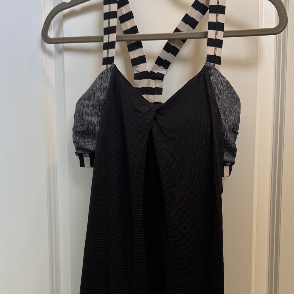lululemon athletica Black Tank Top with Gray Straps